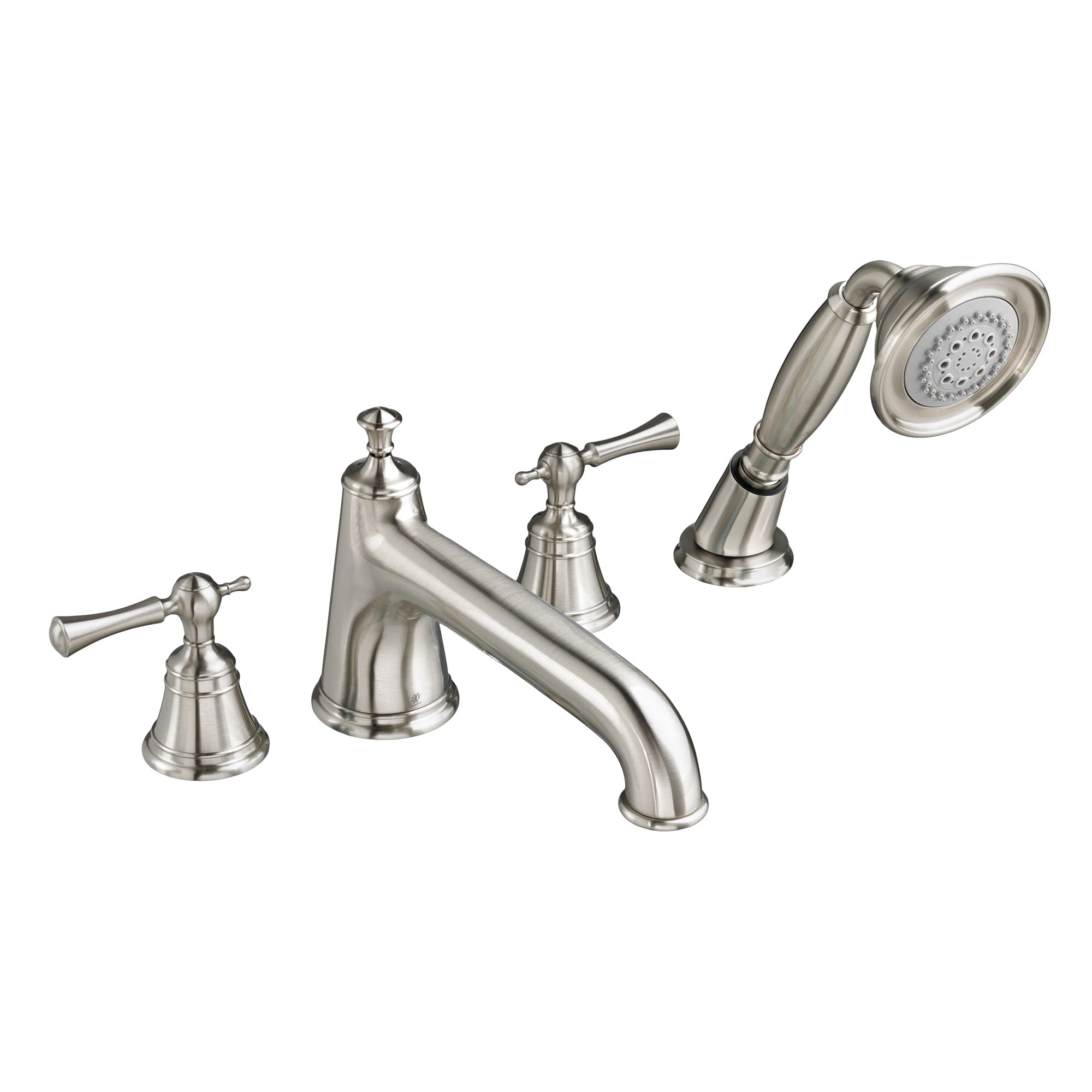 Deck Mount Tub Filler with Hand Shower with Lever Handles